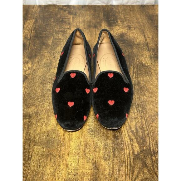 Stubbs & Wootton Mini Heart Black Red Velvet Loafers Size 5 Palm Beach Spain - Picture 3 of 16